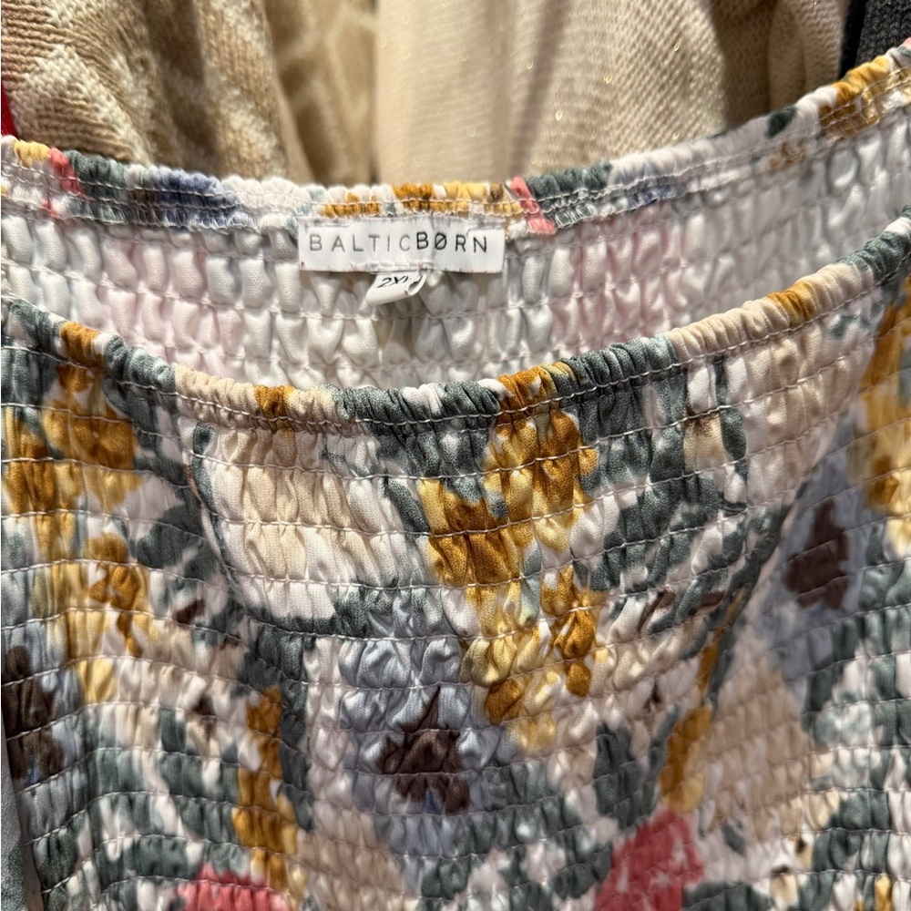 Baltic Born Floral Smocked Dress - Yellow, Gray, Pink - Picture 4 of 4